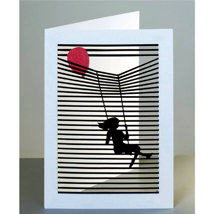 Girl on a swing with a balloon (pack of 6)