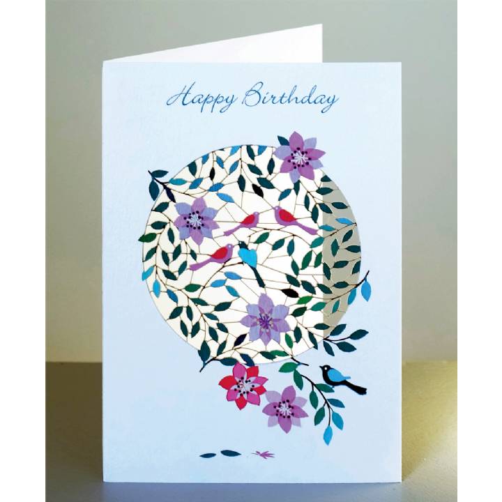 Happy birthday - birds and flowers (pack of 6)