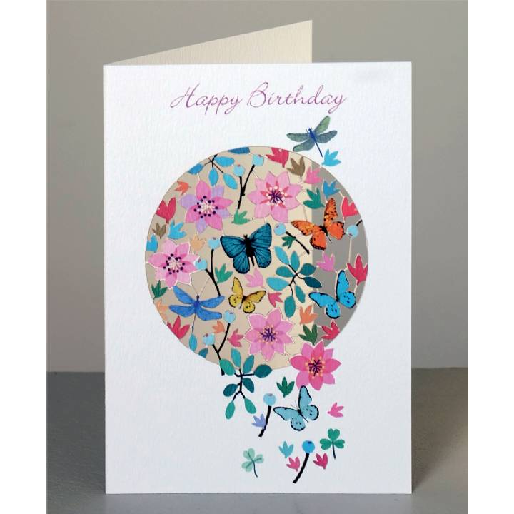 Happy birthday - flowers and butterflies (pack of 6)