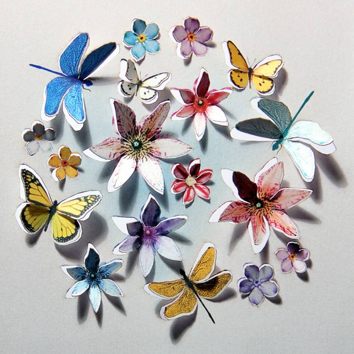 Butterflies and flowers (pack of 6)