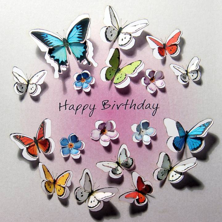 Circle of butterflies - happy birthday (pack of 6)