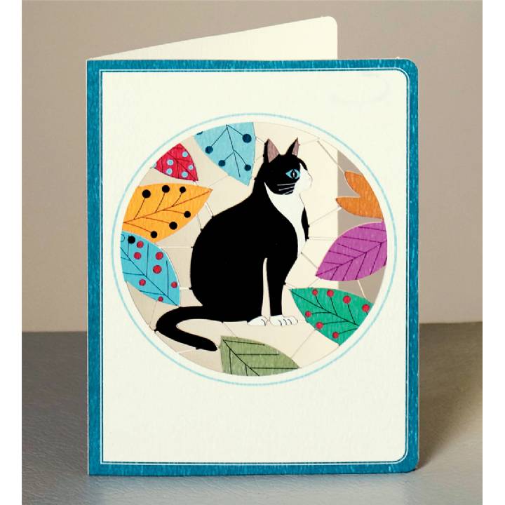 Happy black and white cat (pack of 6)