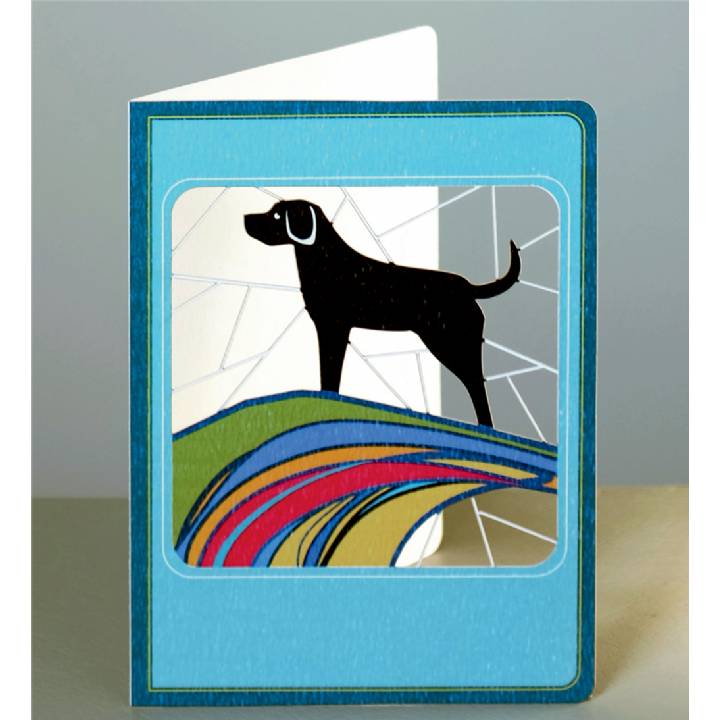 Black labrador on clifftop (pack of 6)