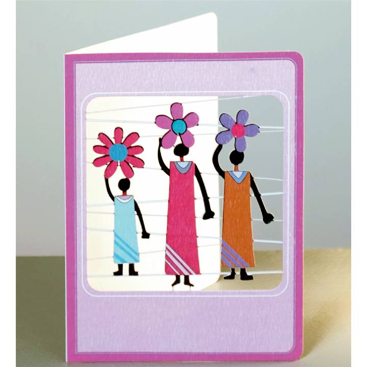 Women with flowers on their heads (pack of 6)