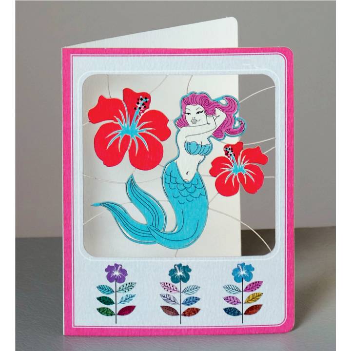 Mermaid and hibiscus flowers (pack of 6)