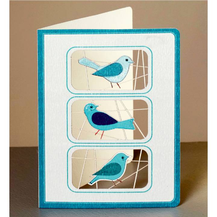 Three blue birds (pack of 6)