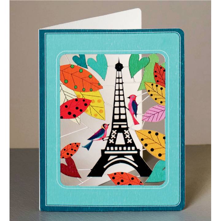 Eiffel Tower with woodpeckers (pack of 6)