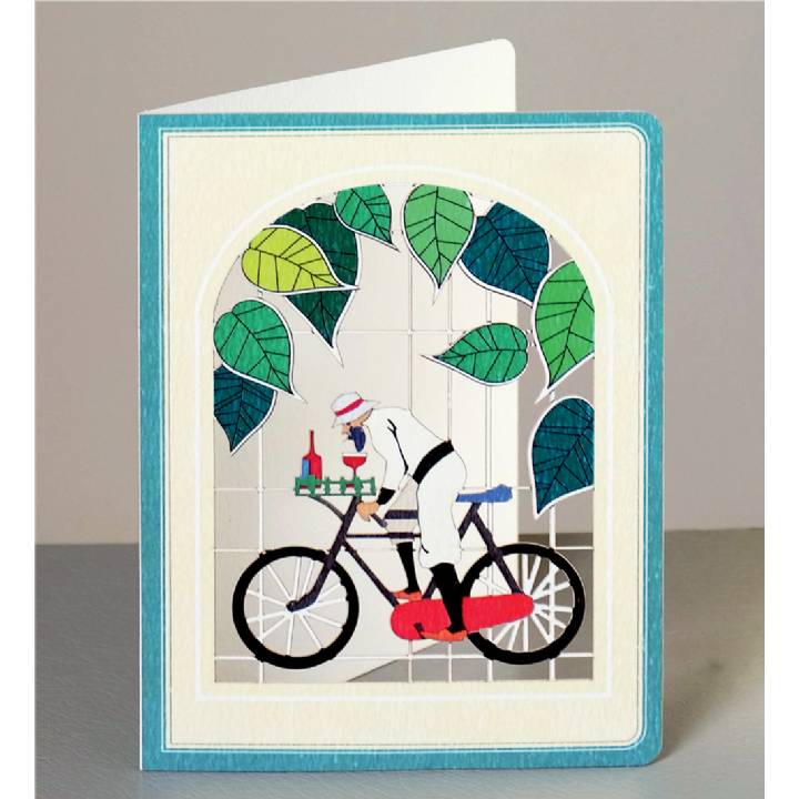 Cyclist with wine (pack of 6)