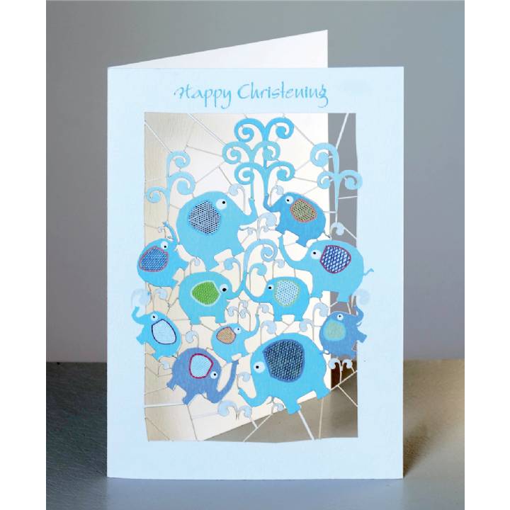 Christening - blue elephants (pack of 6)