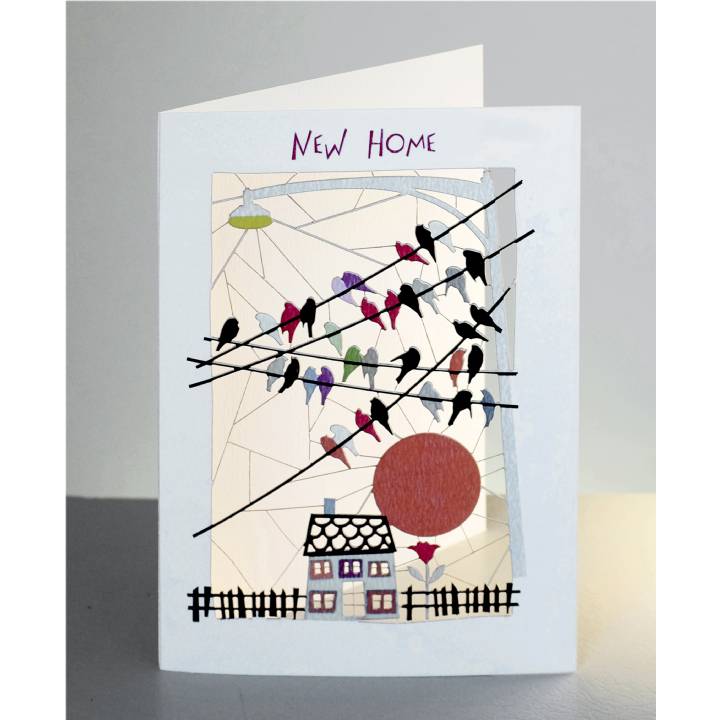 New home - birds on wires (pack of 6)