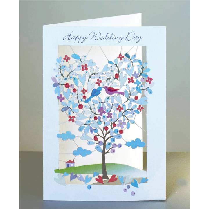 Happy wedding day - heart-shaped tree (pack of 6)