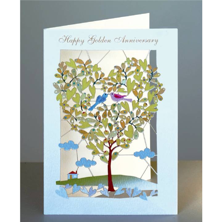 Golden anniversary - heart-shaped tree (pack of 6)