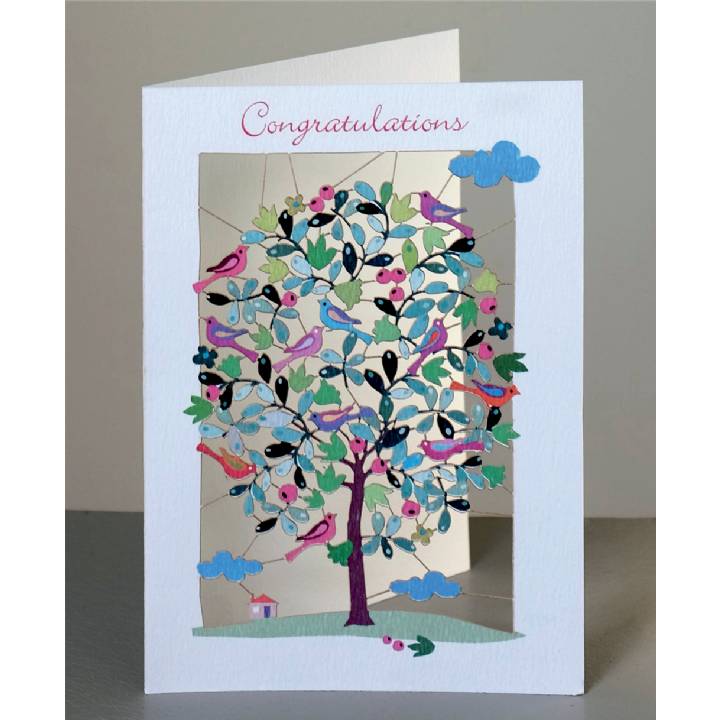 Congratulations - tree and birds (pack of 6)