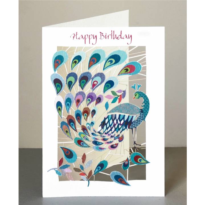 Happy birthday - peacock (pack of 6)