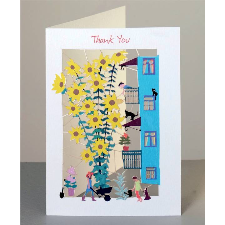 Thank you sunflowers in wheelbarrow (pack of 6)