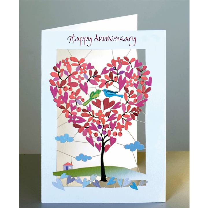 Happy anniversary - heart-shaped tree (pack of 6)