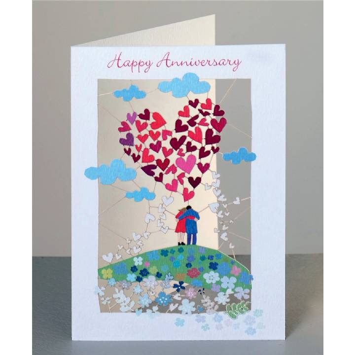 Anniversary - couple and big heart (pack of 6)