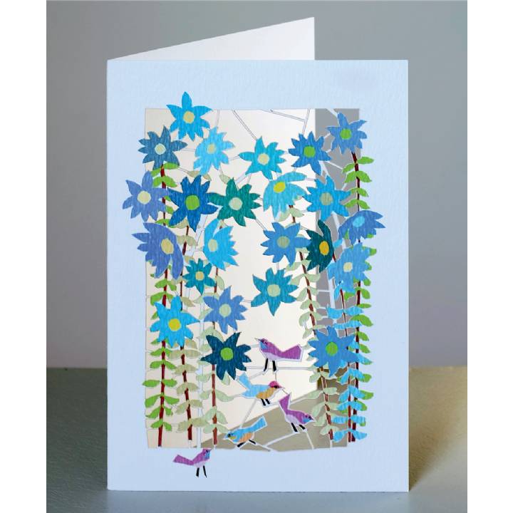 Birds and blue flowers (pack of 6)