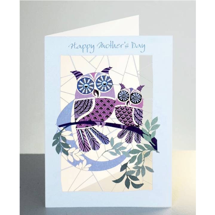 Mother's day - pink owls and moon (pack of 6)