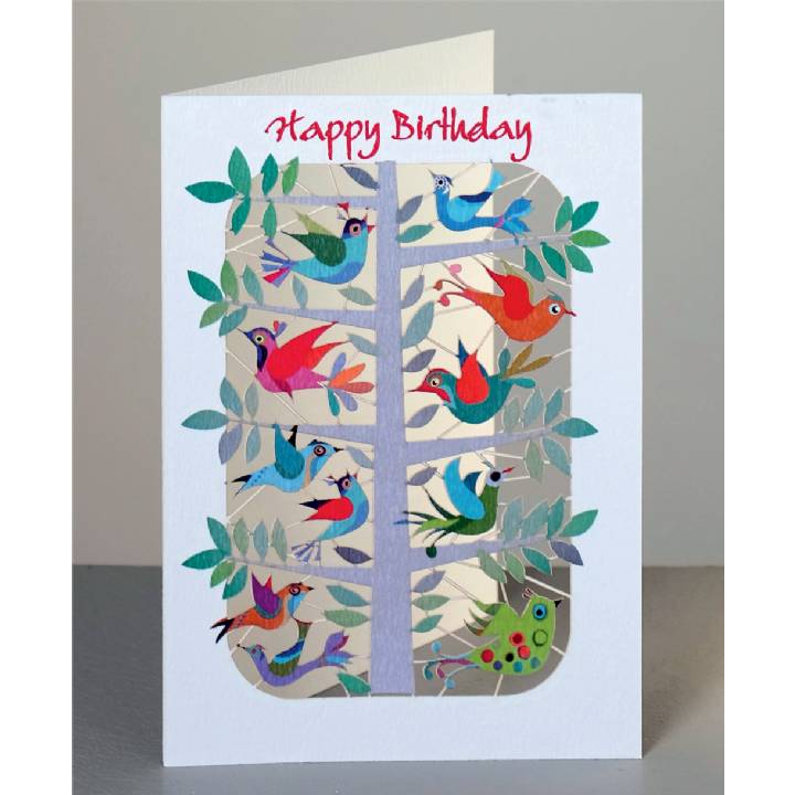 Happy birthday - tree full of birds (pack of 6)