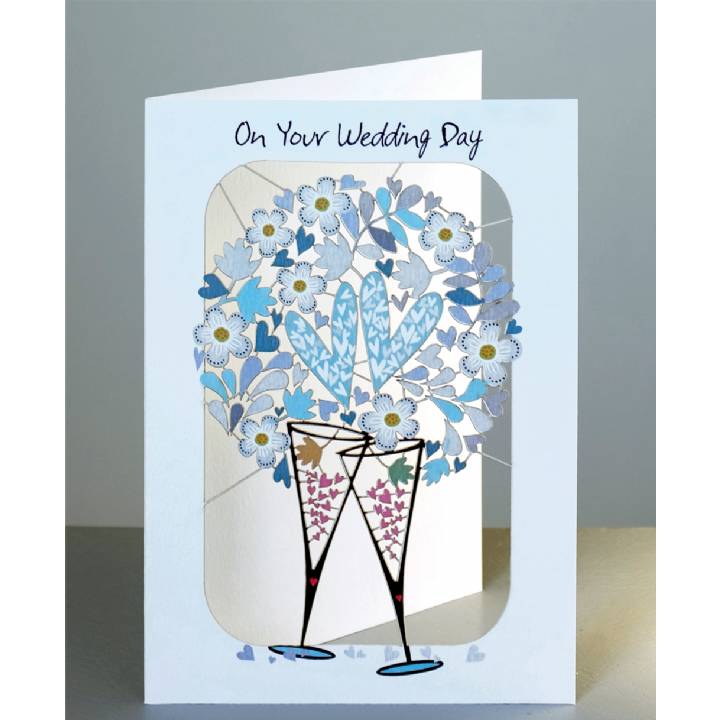 Wedding - glasses and hearts (pack of 6)