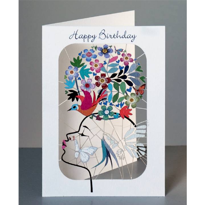 Girl with budgies and flowers (pack of 6)