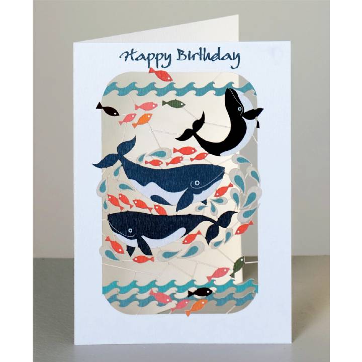 Happy birthday - whales and fish (pack of 6)