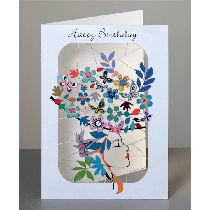 Happy birthday - lady with floral hat (pack of 6)