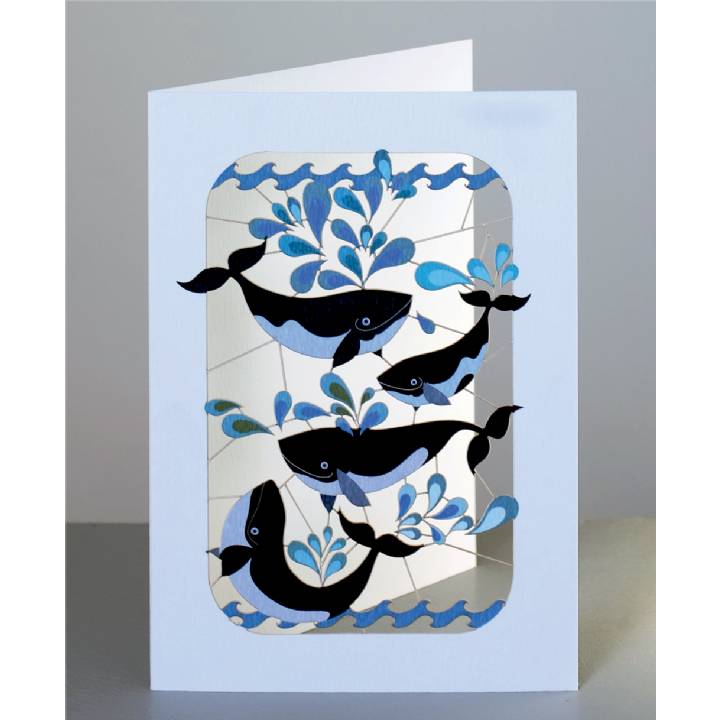 Four whales splashing (pack of 6)