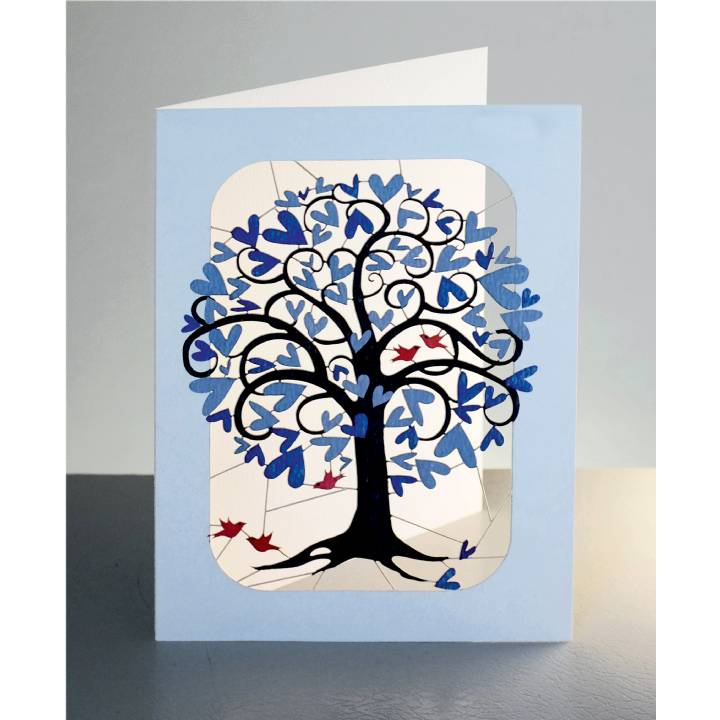 Curling blue heart tree (pack of 6)