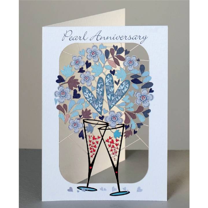 Pearl anniversary - glasses and hearts (pack of 6)