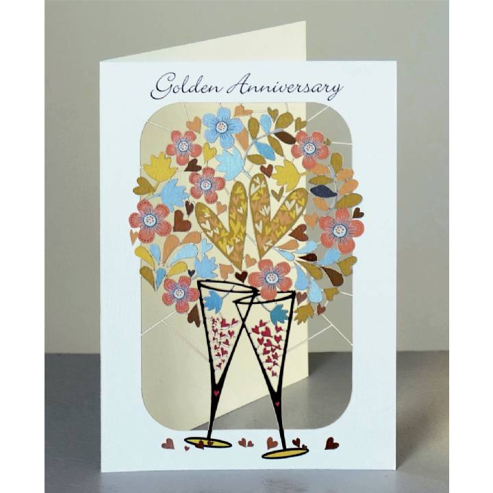 Golden Anniversary - glasses and hearts (pack of 6)