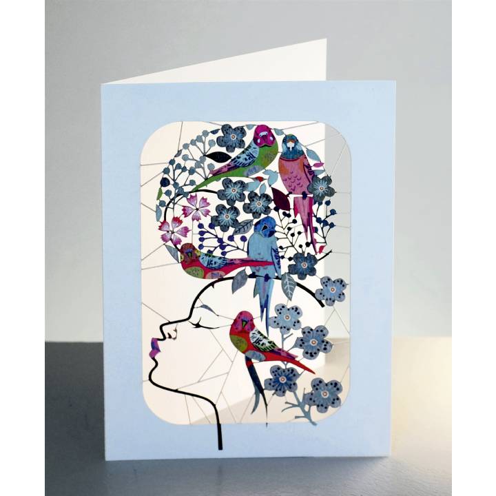 Girl with budgies and flowers (pack of 6)