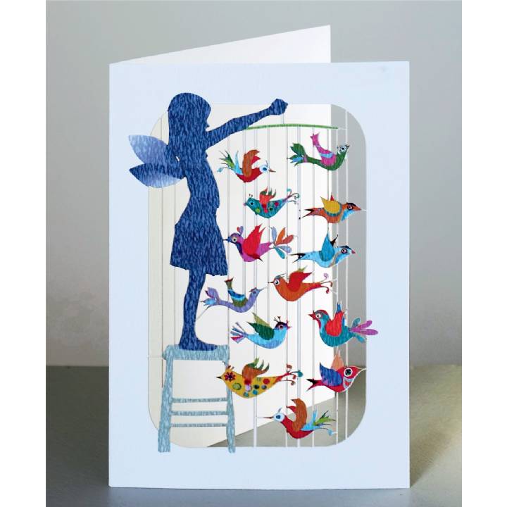 Girl with bird mobile (pack of 6)