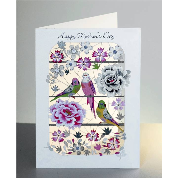 Budgies and peonies - mother's day (pack of 6)