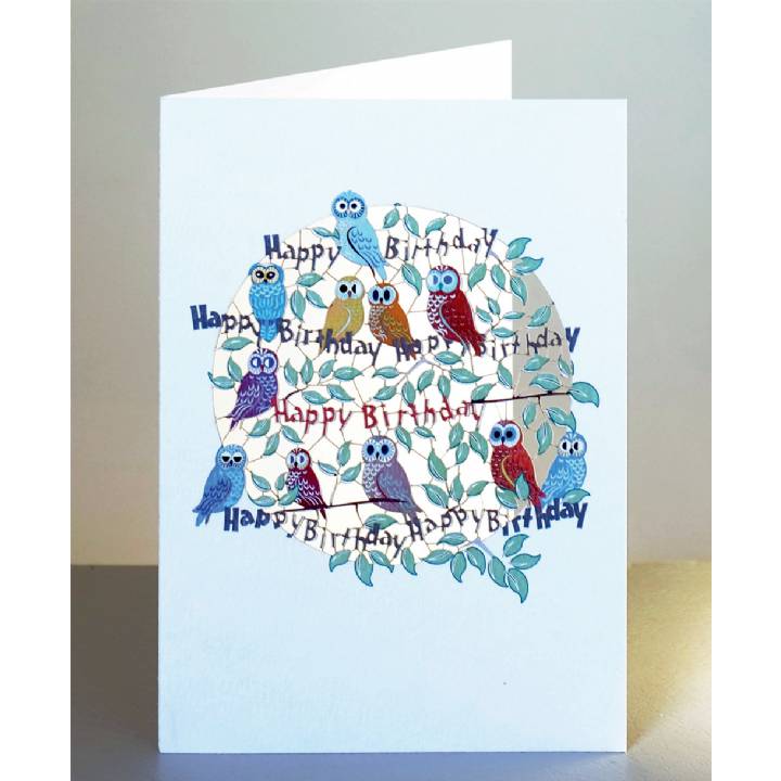 Happy birthday - owls (pack of 6)