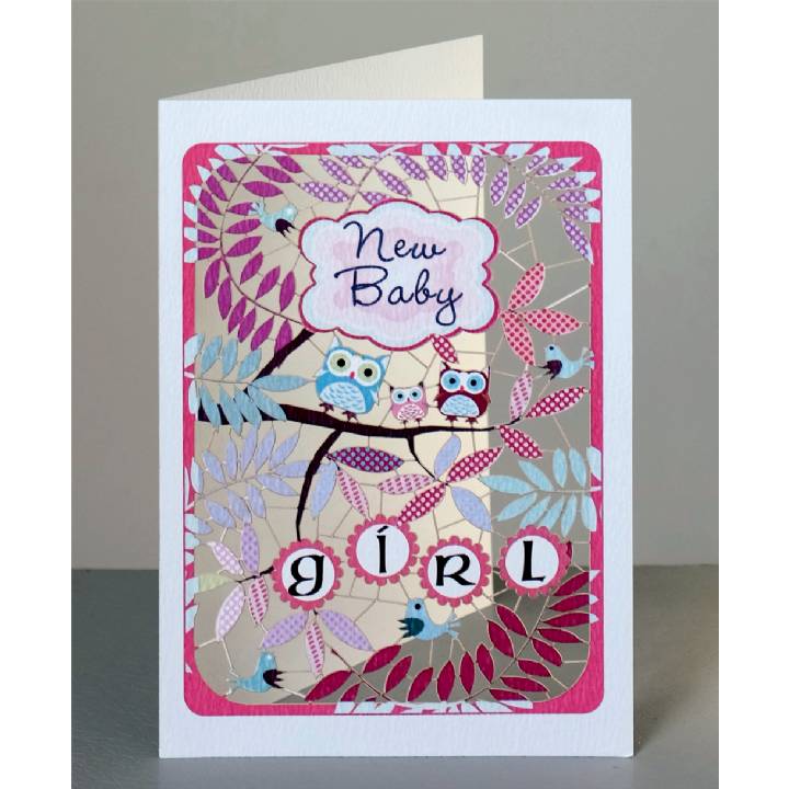 Owls - new baby girl (pack of 6)