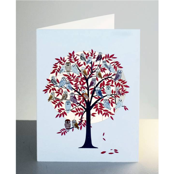 Red tree full of owls (pack of 6)