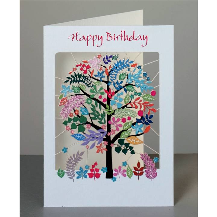 Happy birthday - multicoloured tree (pack of 6)