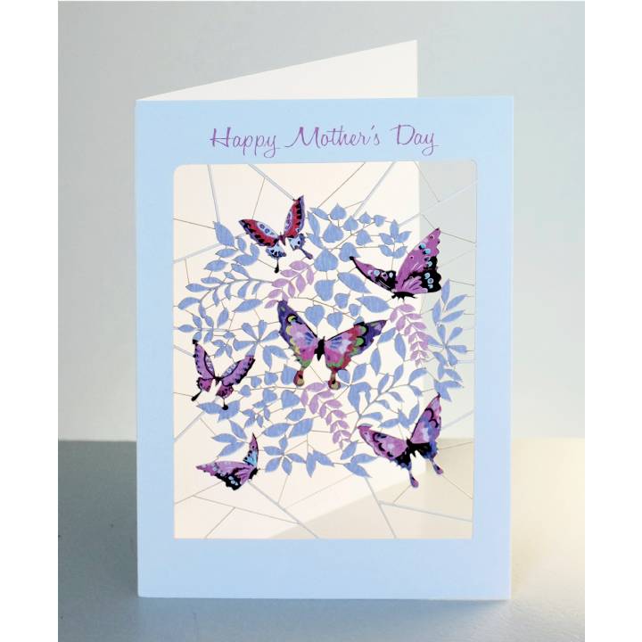 Pink and lilac butterflies - 'Happy Mother's Day' (pack of 6)