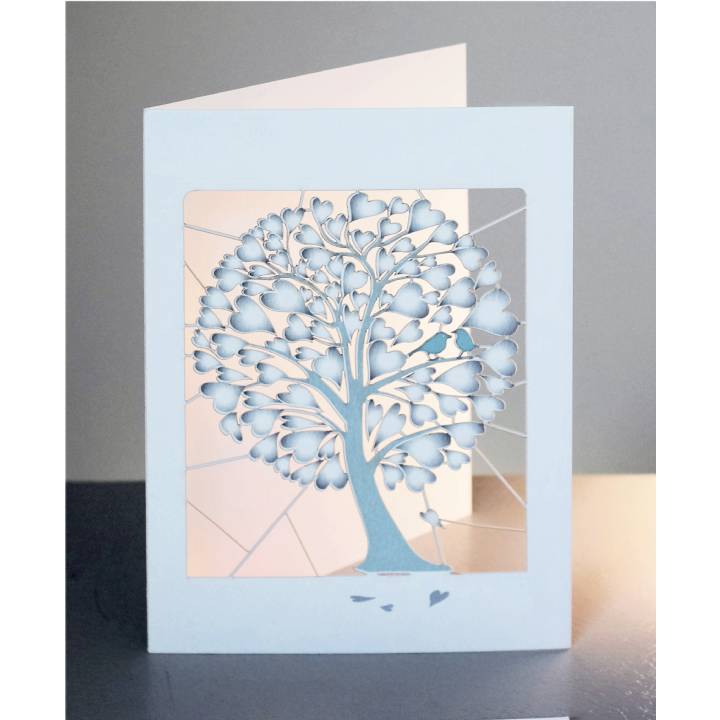 White heart tree with bluebirds (pack of 6)