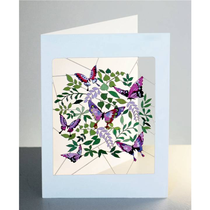 Butterflies and green leaves (pack of 6)
