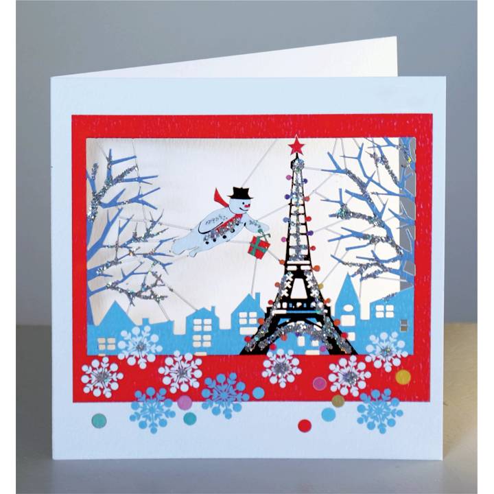 Flying snowman and the Eiffel Tower (pack of 6)