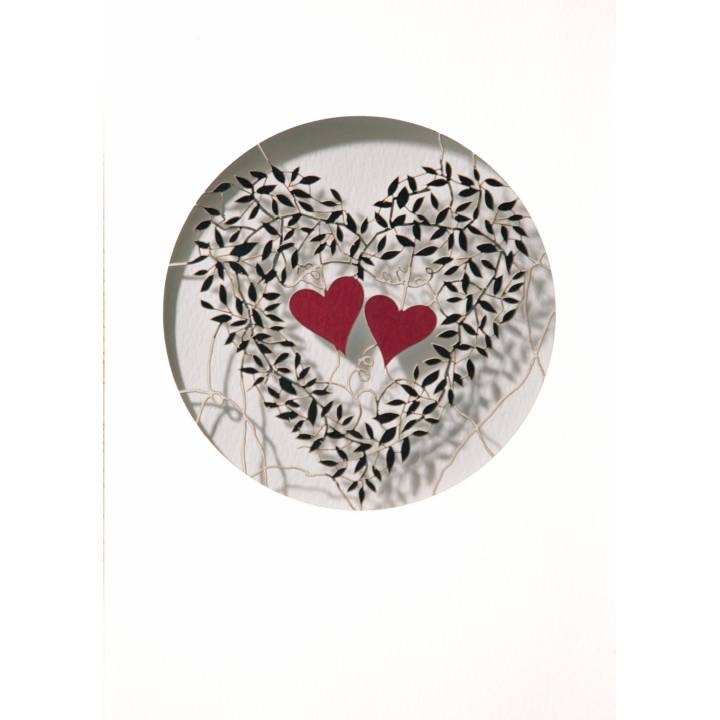Two hearts and black leaves (pack of 6)