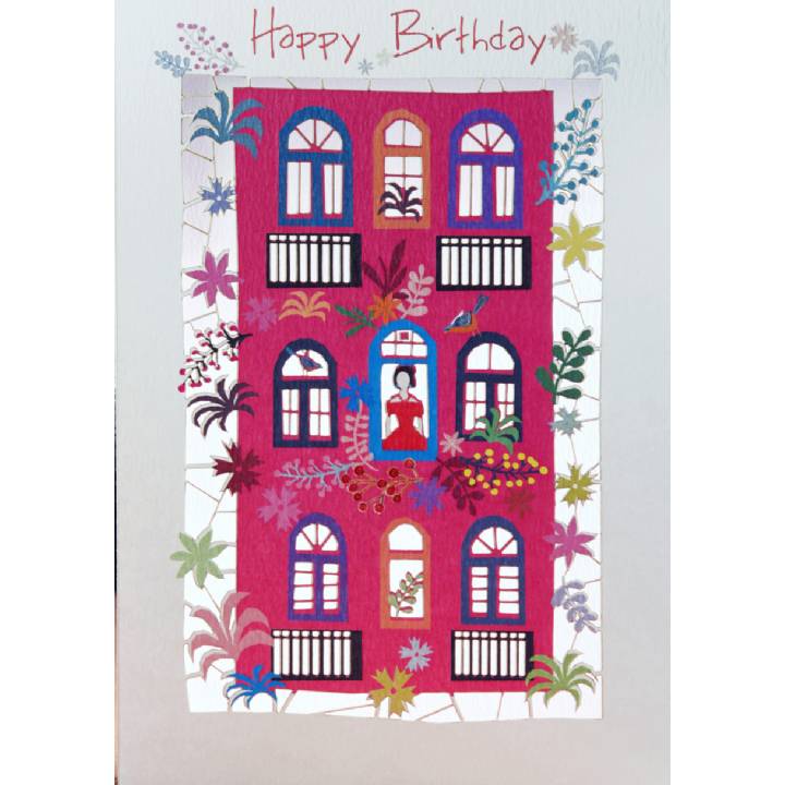 Happy birthday - red house (pack of 6)