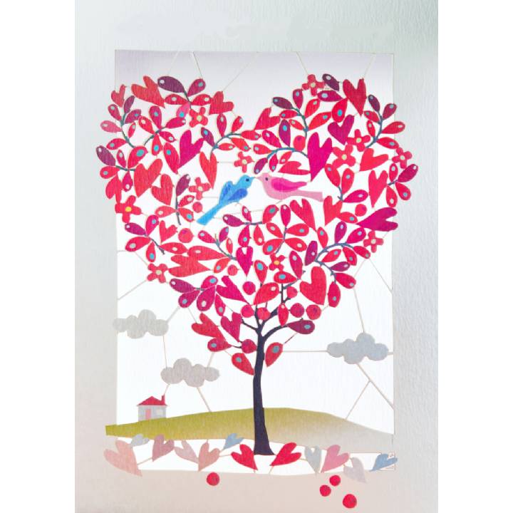 Red heart-shaped tree (pack of 6)