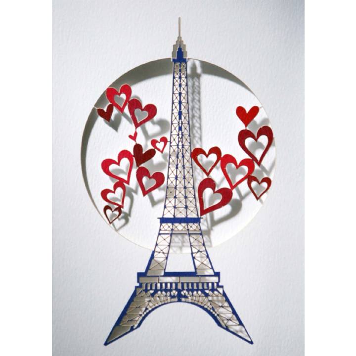 Eiffel Tower and hearts (pack of 6)