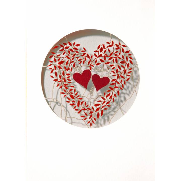 Two hearts and red leaves (pack of 6)