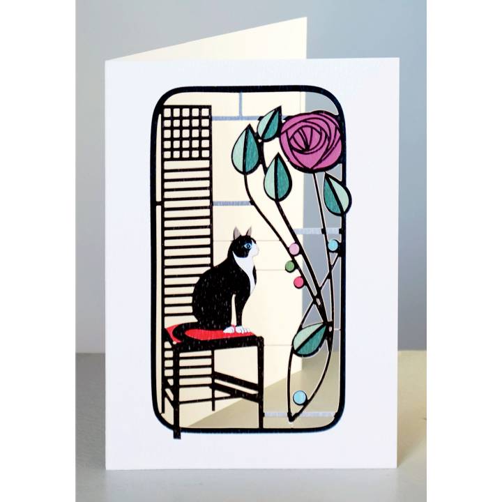 Black and white cat and rose (pack of 6)