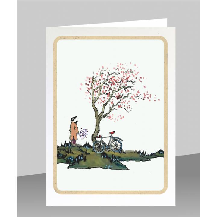 Bicycle and cherry blossom (pack of 6)